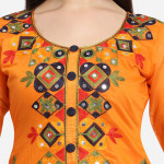 Women Orange Unstitched Dress Material