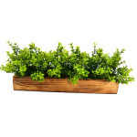 Green & Brown Artificial Gardenia Plant Bunch In Wood Planter