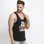 Men Black Printed Sleeveless Cotton Innerwear Vests