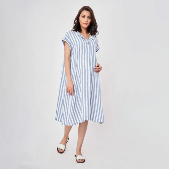 https://dailysales.in/products/blue-striped-maternity-shirt-midi-dress