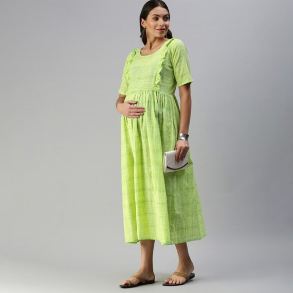 https://dailysales.in/products/lime-green-woven-design-handloom-maternity-a-line-midi-dress